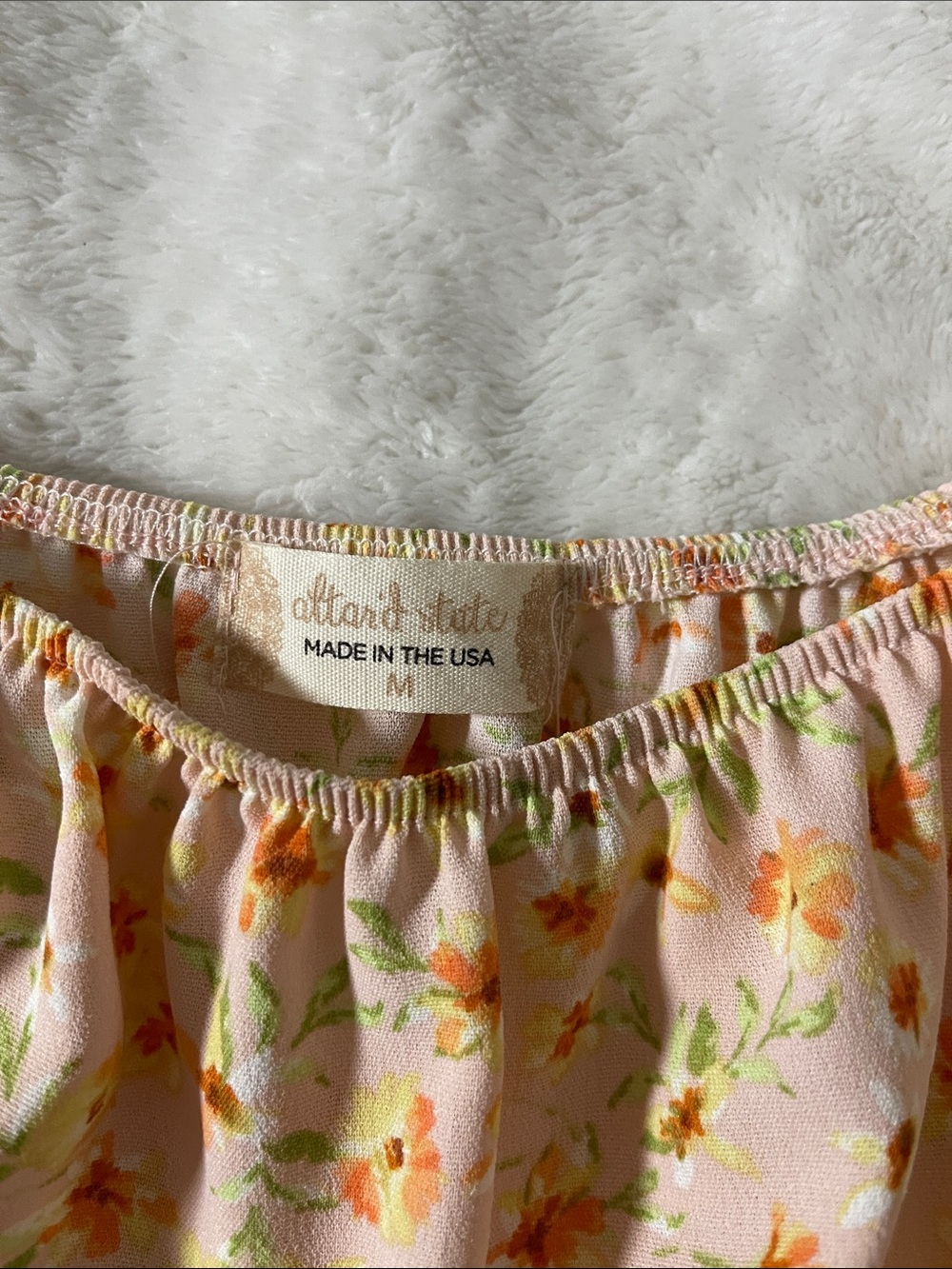 Altar'd State Peach Floral Puff-Sleeve Mini Dress - Picture 3 of 5